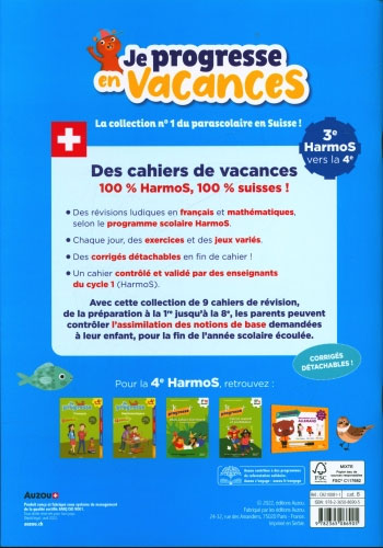 3ème HarmoS vers la 4ème - Je progresse en vacances - français et maths Cahiers de vacances OLF