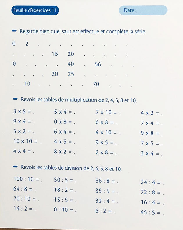 7-8 ans - Calcul 3ème et 4ème harmos Appuis scolaires La family shop