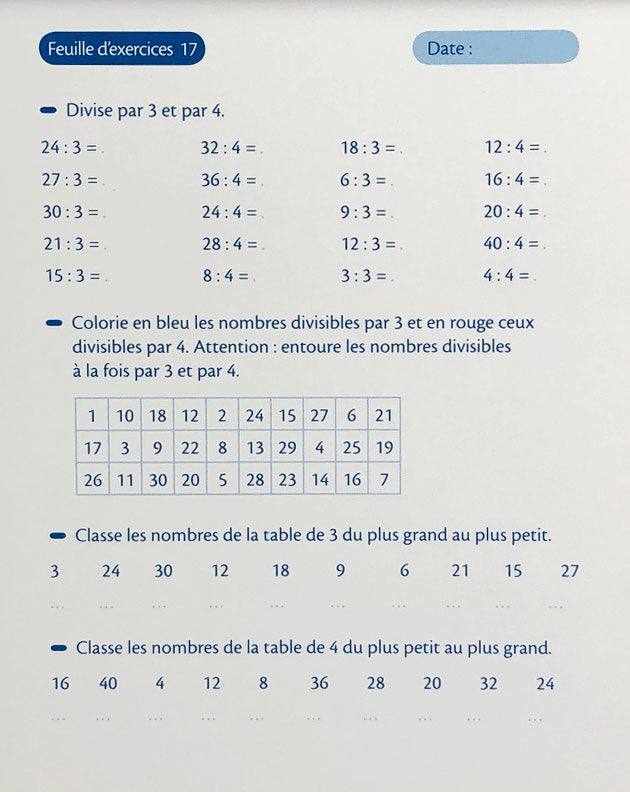 7-8 ans - Tables de multiplication et de division - 3ème-4ème harmos Appuis scolaires La family shop