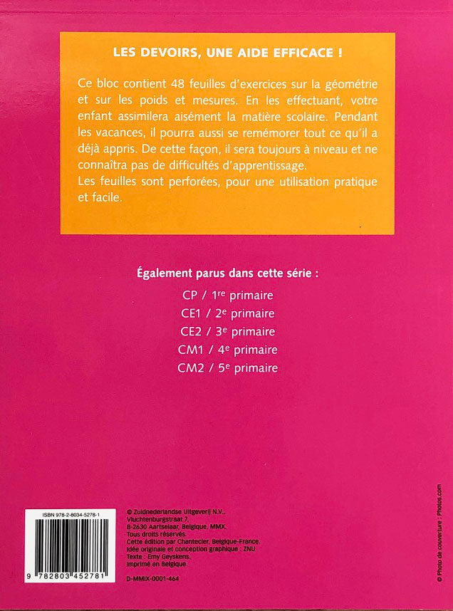 7-8 ans - Poids et mesures - géométrie - 3ème-4eme Harmos Appuis scolaires La family shop