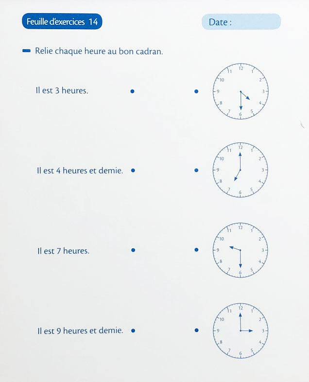 7-9 ans - Exercices concernant l'heure - 4ème - 6ème harmos Appuis scolaires La family shop