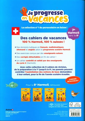 7ème HarmoS vers la 8ème - Cahier de vacances - Maths, français, allemand et anglais Cahiers de vacances OLF