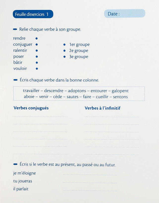 8-9 ans - Exercices de conjugaison - 5ème - 6ème harmos Appuis scolaires La family shop