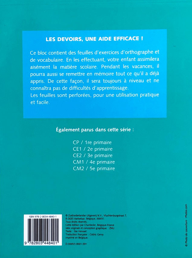 8-9 ans - Exercices Orthographe et vocabulaire - 5ème - 6ème harmos Appuis scolaires La family shop