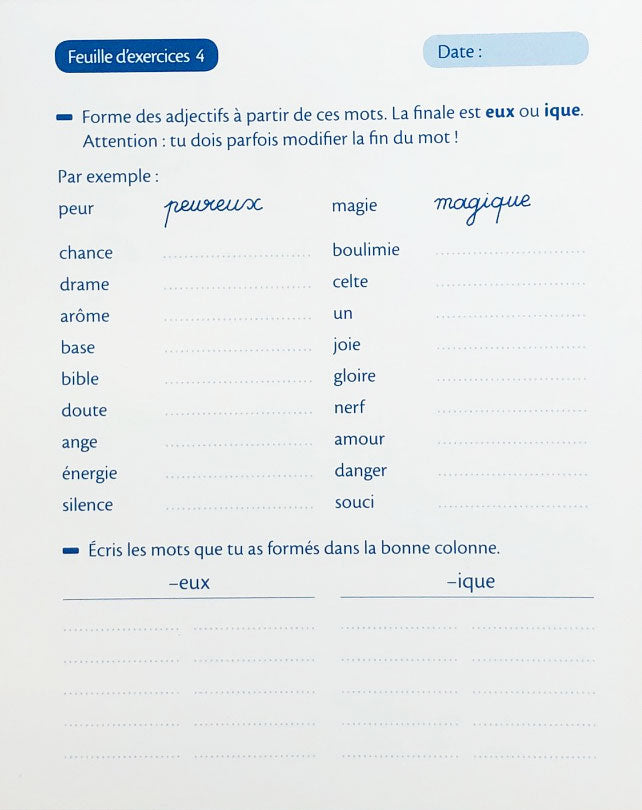 8-9 ans - Exercices Orthographe et vocabulaire - 5ème - 6ème harmos Appuis scolaires La family shop