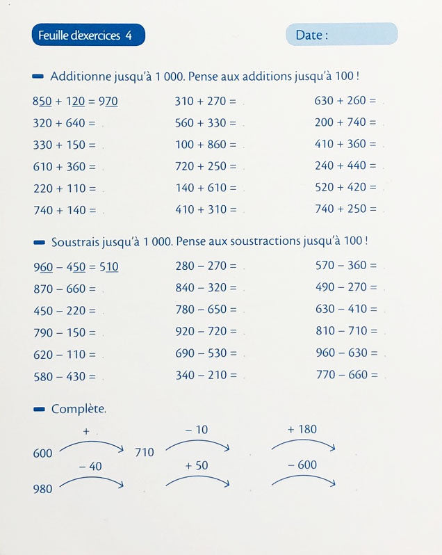 8-9 ans - Exercices Calcul écrit et opérations - 4ème - 5ème harmos Appuis scolaires La family shop