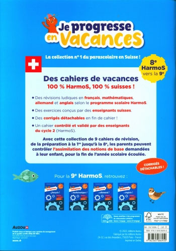 8ème HarmoS - Je progresse en vacances - Maths, français, allemand et anglais Cahiers de vacances OLF