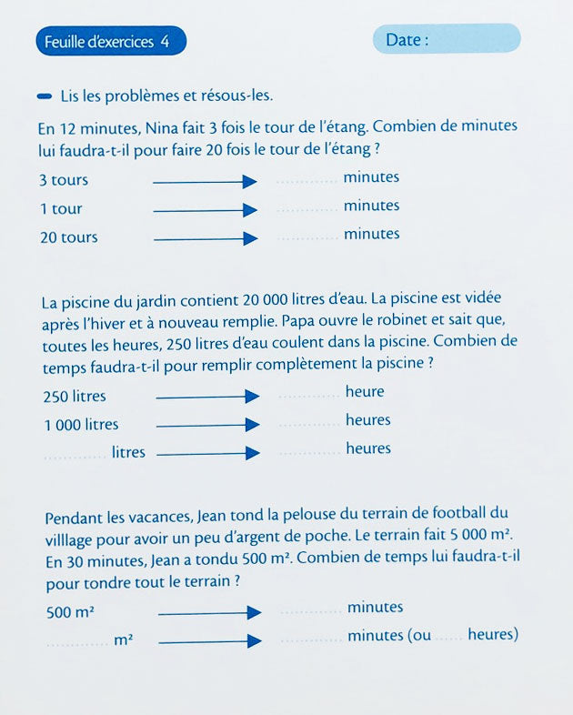 9-10 ans - Exercices Problèmes - 5ème - 6ème harmos Appuis scolaires La family shop