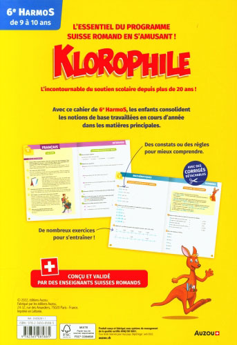 Mon année de 6P - Klorophile - Maths- Français - Allemand - 6ème harmos Appuis scolaires OLF