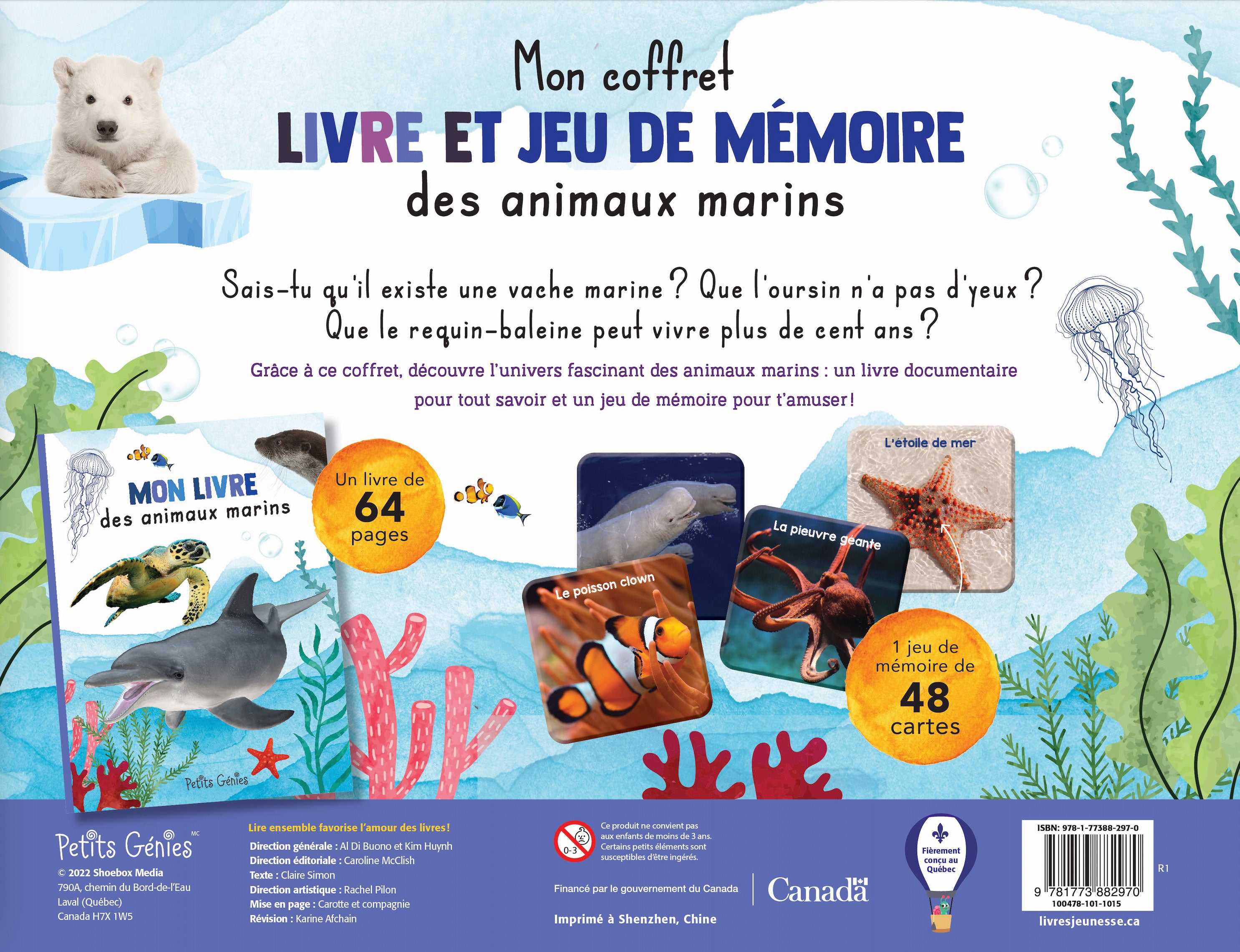 Mon coffret livre et jeu de mémoire des animaux marins - Dès 3 ans Livres La family shop