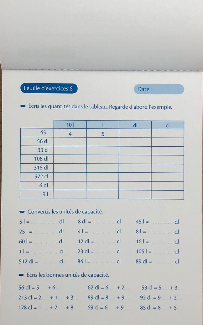 9-10 ans - Exercices calcul. Poids et mesures - 5ème - 6ème harmos Appuis scolaires La family shop