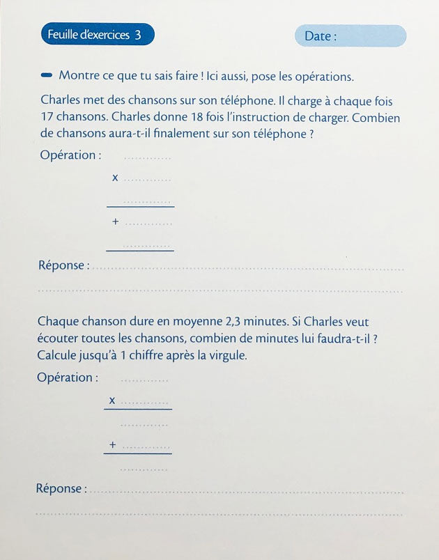 9-10 ans - Exercices Problèmes - 5ème - 6ème harmos Appuis scolaires La family shop