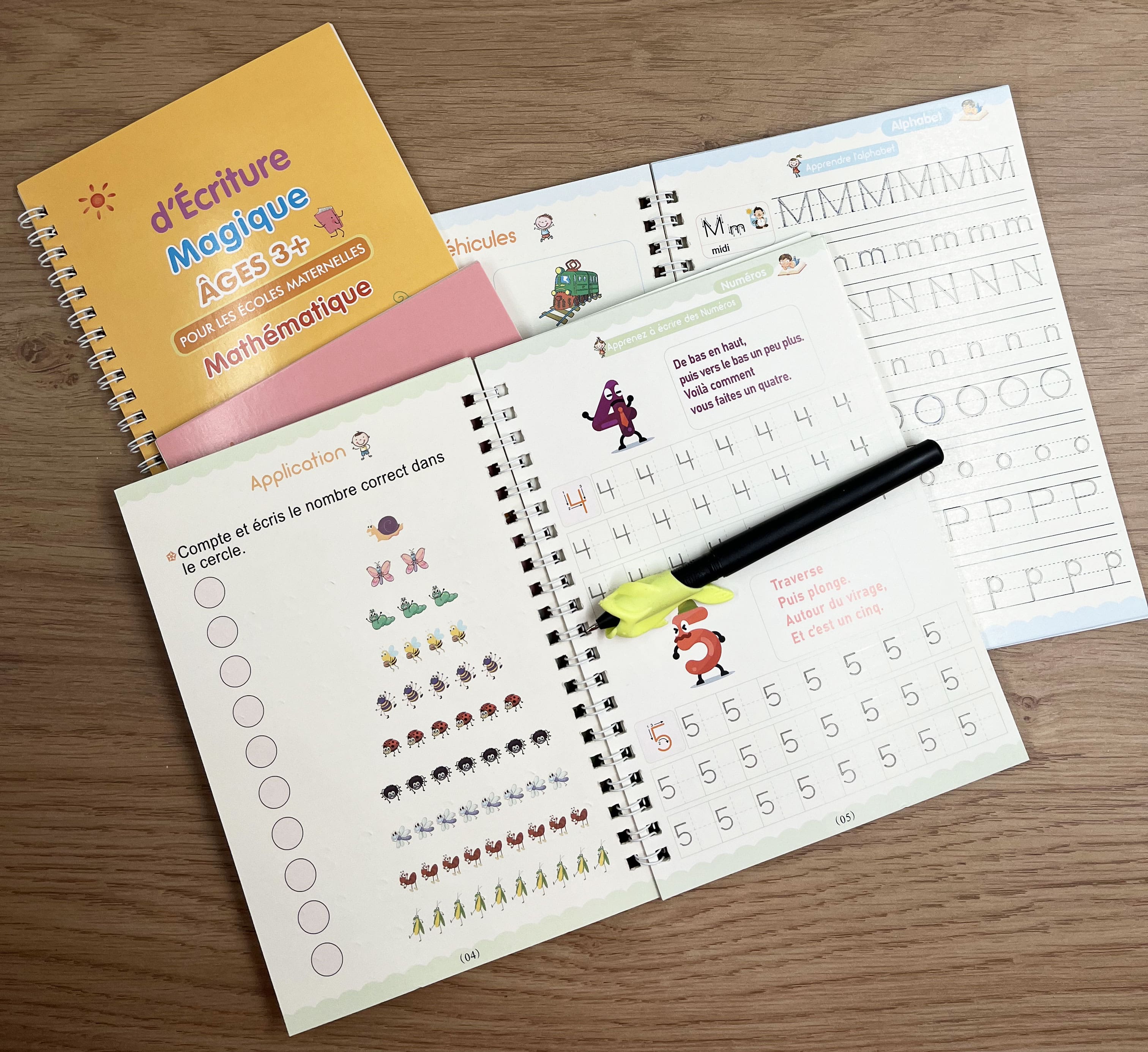 Cahier d'écriture magique - calcul, alphabet, chiffres et dessin - 1-2-3P Appuis scolaires La Family Shop