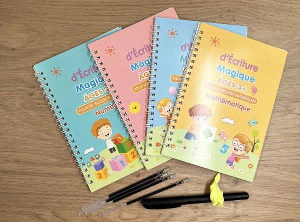 Cahier d'écriture magique - calcul, alphabet, chiffres et dessin - 1-2-3P Appuis scolaires La Family Shop