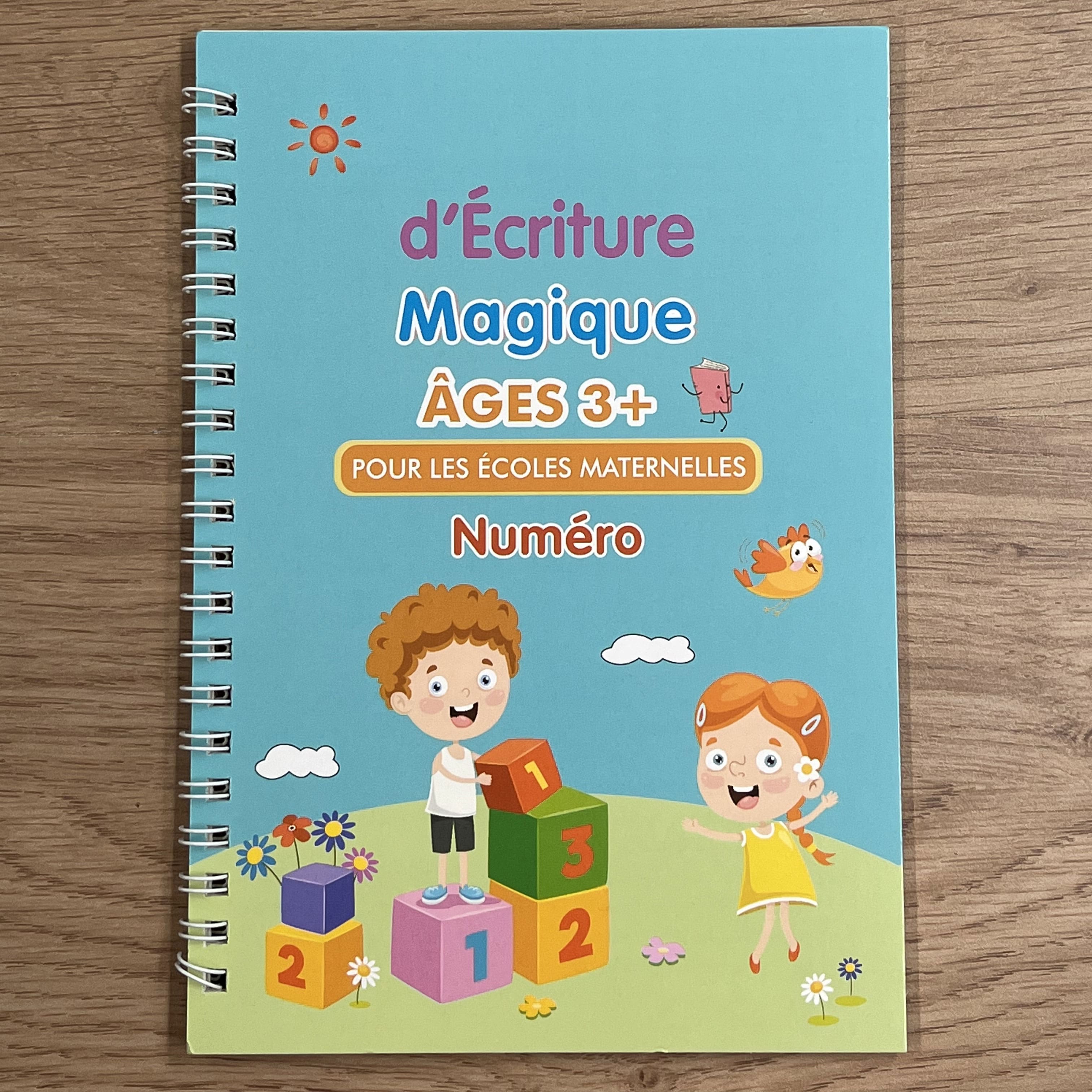 Cahier d'écriture magique - calcul, alphabet, chiffres et dessin - 1-2-3P Appuis scolaires La Family Shop