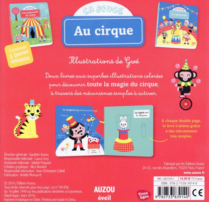 Coffret "ça bouge": Au cirque - Livre tout-carton Livres La family shop