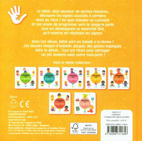 Bébé visite la ferme - Livre d'éveil en signe - 6 mois Livres La family shop