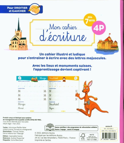 Mon cahier d'écriture - Klorophile - 4ème harmos Appuis scolaires La Family Shop