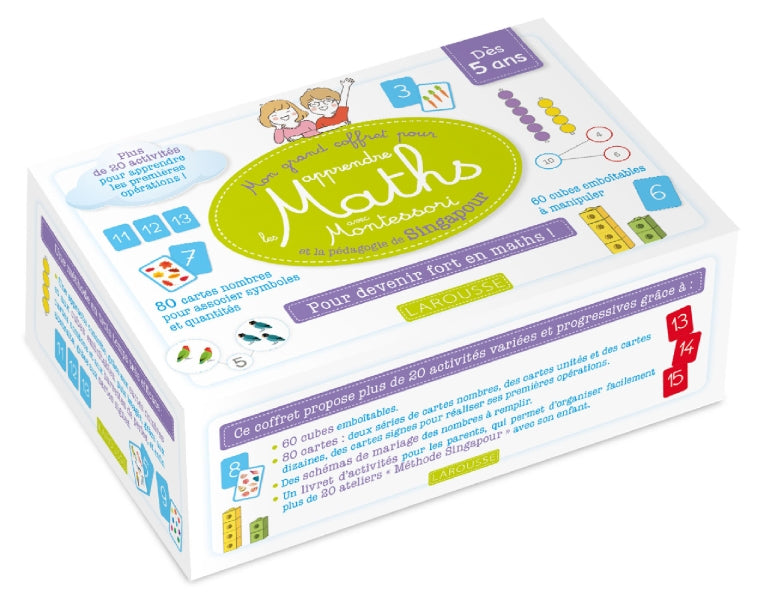 Mon grand coffret pour apprendre les maths avec Montessori et Singapour Montessori & Steiner OLF - Larousse - +1.-