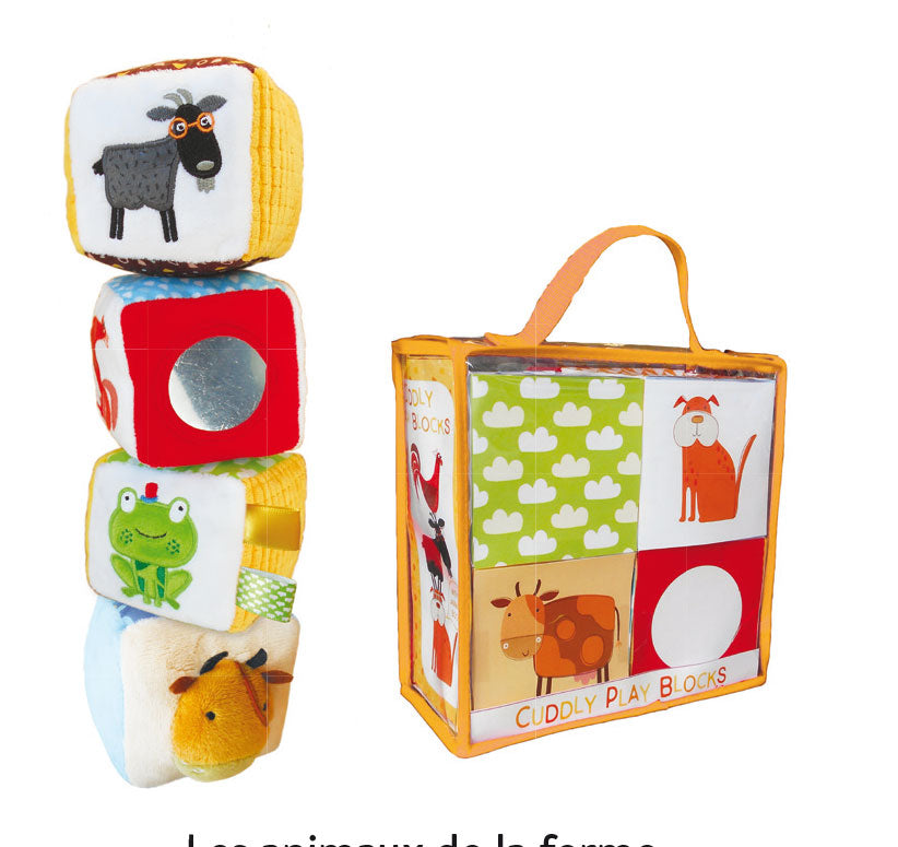 Cubes tissu et livre d'éveil - Les animaux de la ferme - Bébé dès 6 mois Jeux & loisirs créatifs Dilisco
