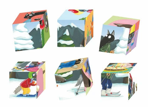 Ma bibliothèque cubes P'tit Loup: 4 livres P'tit Loup et 6 cubes Livres La family shop