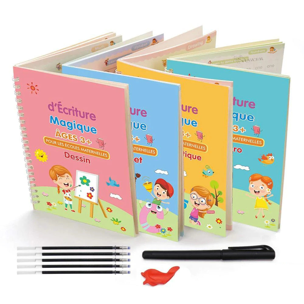 Cahier d'écriture magique - calcul, alphabet, chiffres et dessin - 1-2-3P Appuis scolaires La Family Shop