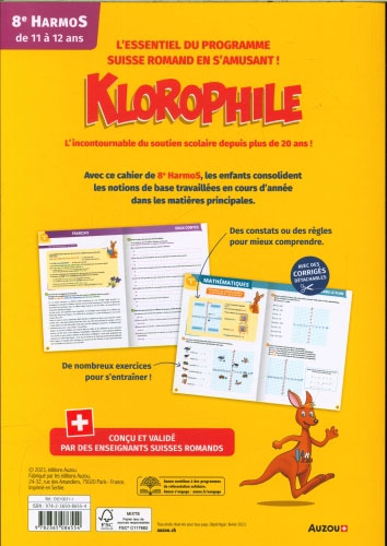 Mon année de 8P Harmos - Klorophile. Appuis scolaires OLF