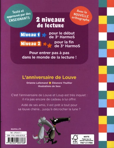 Loup en 3ème harmos : L'anniversaire de Louve Livres La family shop