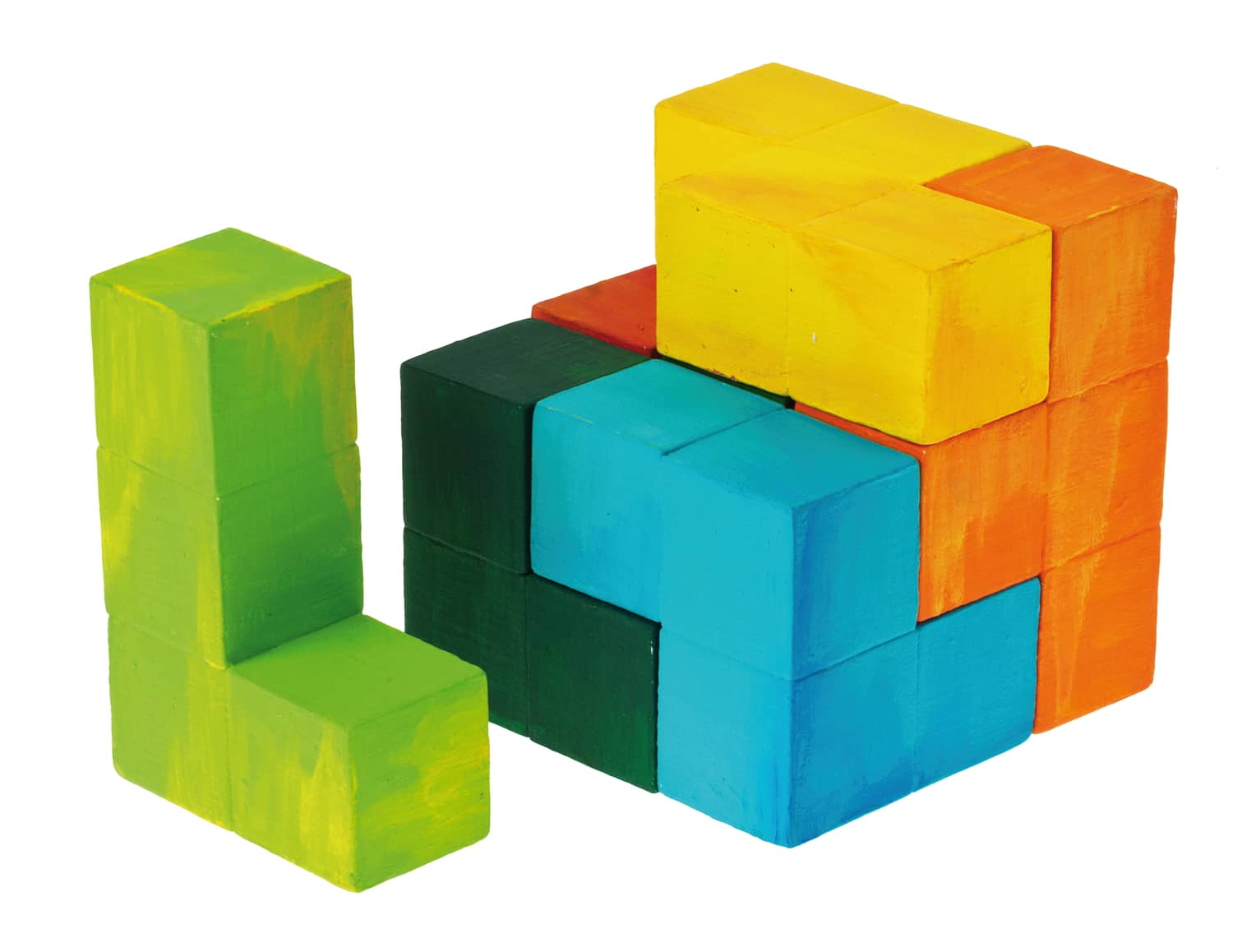 SOMA jeu de cubes en bois - casse-tête. Grande taille Dyslexie et concentration Opitec