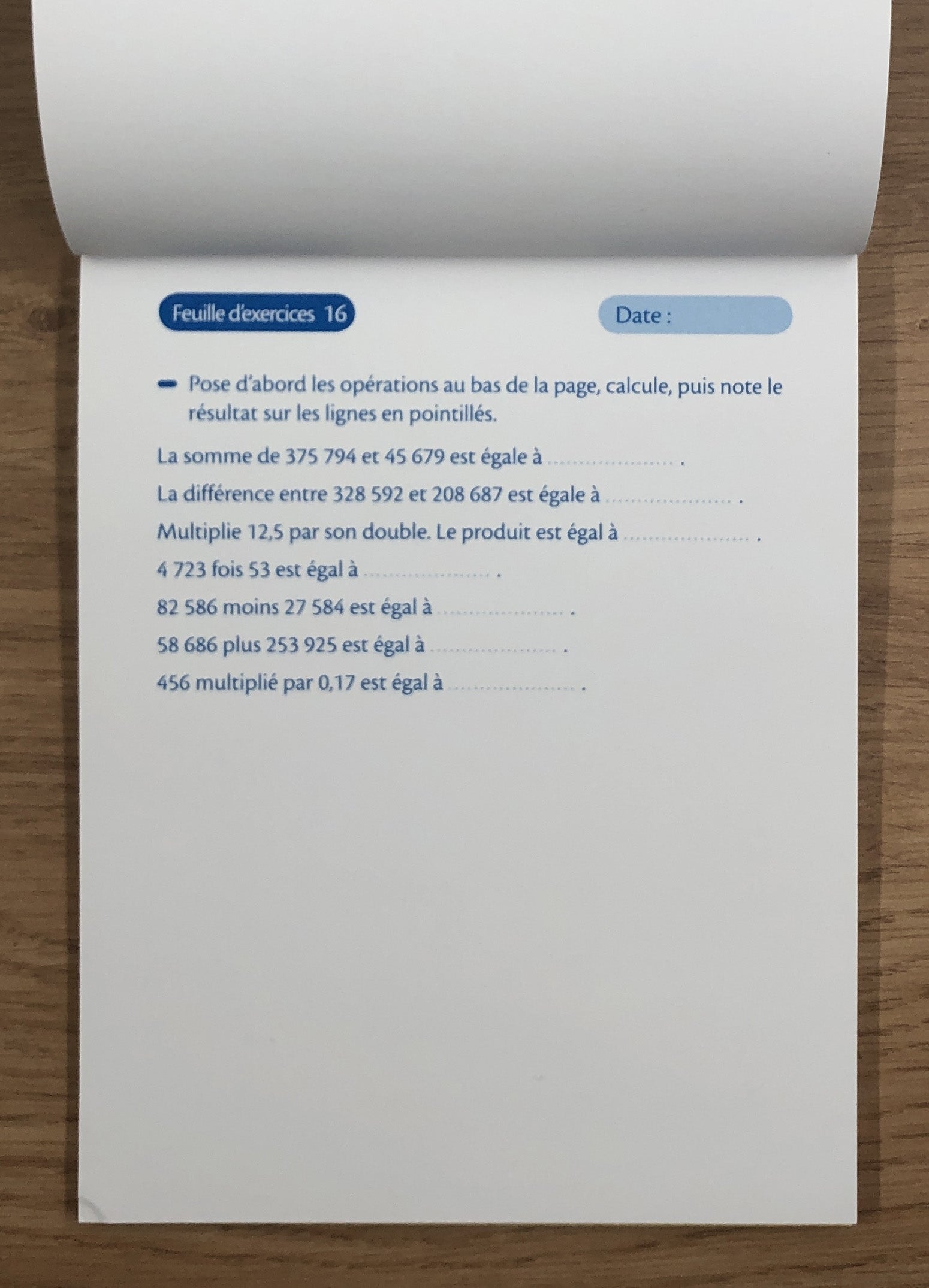 10-11 ans - Cahier de calcul écrit et opérations - 7ème - 8ème harmos. Appuis scolaires OLF