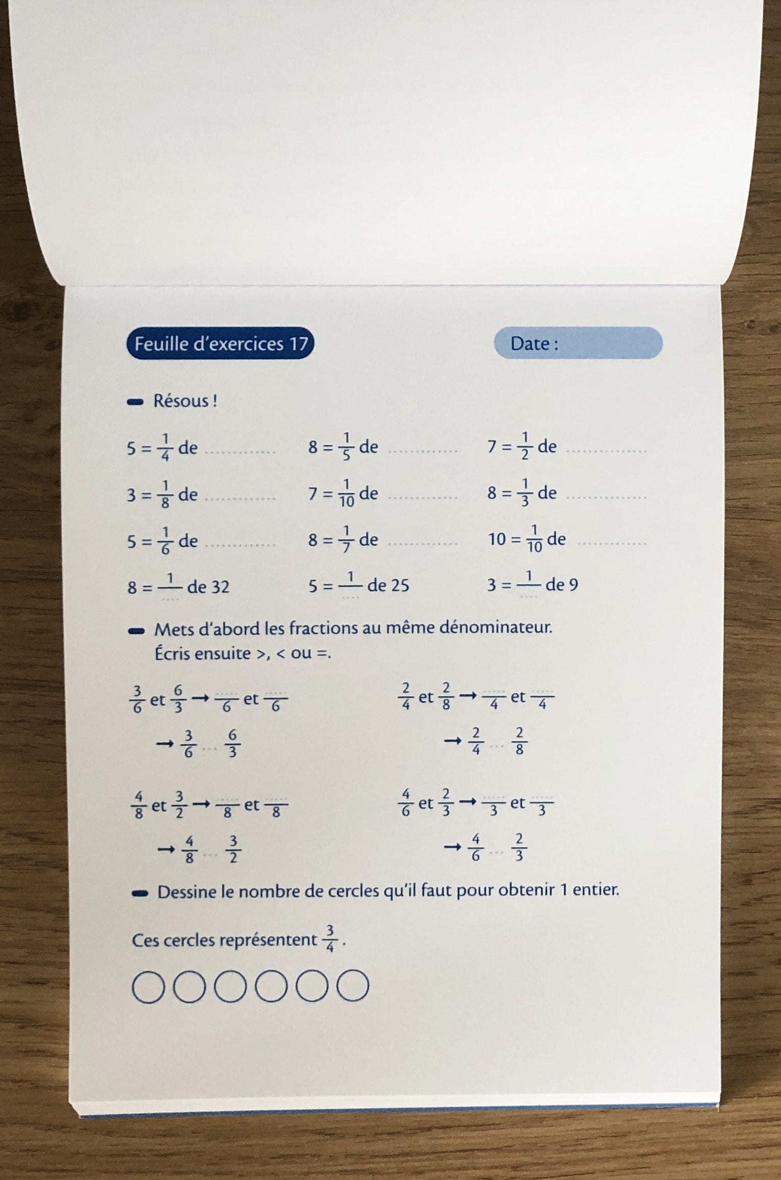 9-10 ans - Exercices de fractions - 5ème-6ème harmos Appuis scolaires La family shop
