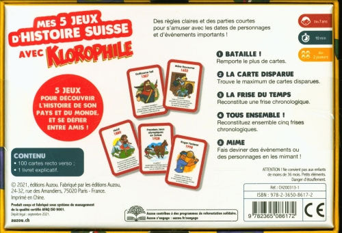 Mes 5 jeux d'histoire suisse - Jeu éducatif de défis Klorophile - Dès 6 ans Jeux & loisirs créatifs La family shop