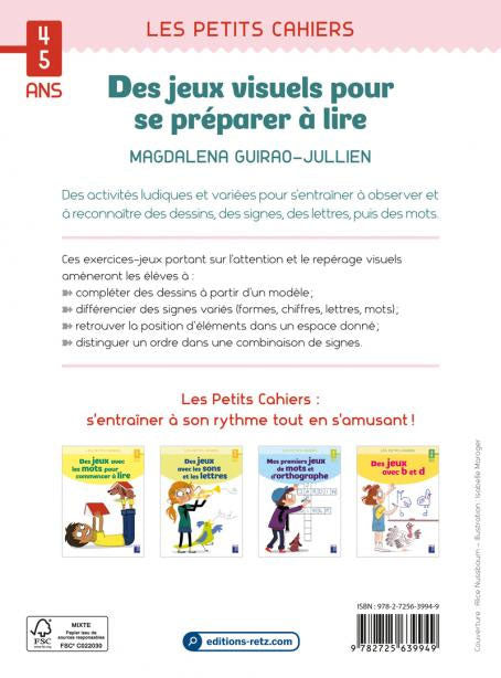 Des jeux visuels pour se préparer à lire. 4-5 ans -1-2ème harmos Cahiers de jeux La family shop