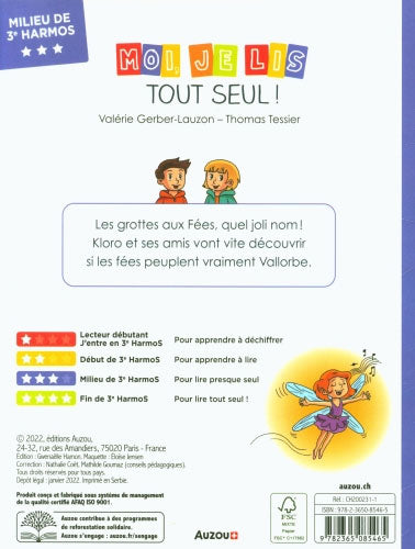 Moi je lis tout seul - N3 - 3ème HarmoS - Klorophile : les fées des grottes de Vallorbe Livres La family shop