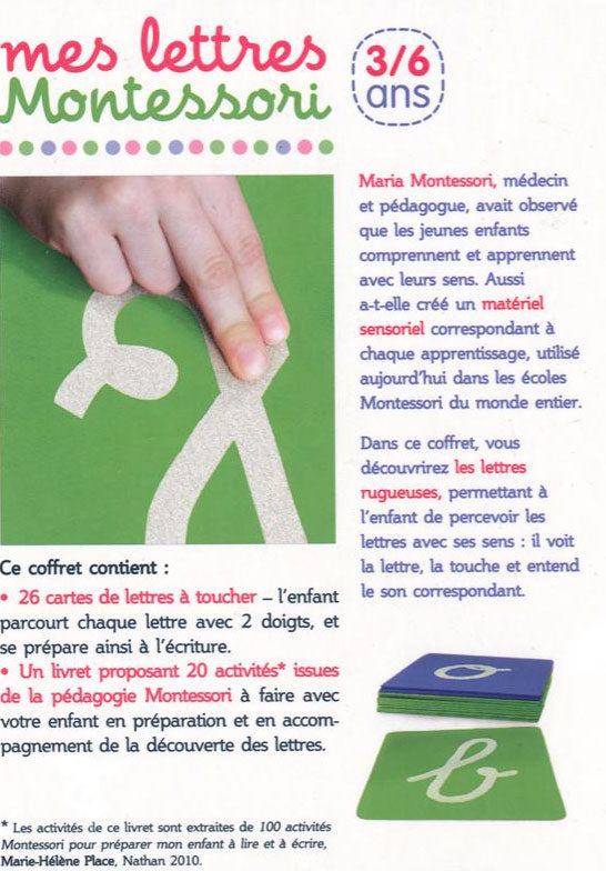 Coffret d'activités Montessori : Mes lettres Montessori Montessori & Steiner La family shop