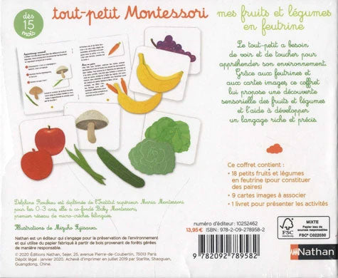 Tout-petit Montessori : mes fruits et légumes en feutrine: coffret dès 15 mois Montessori & Steiner La Family Shop