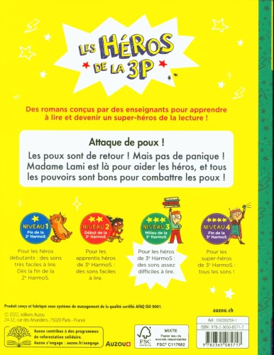 Les héros de la 3P - Attaque de Poux - Niveau 3 : 3ème HarmoS Livres La Family Shop