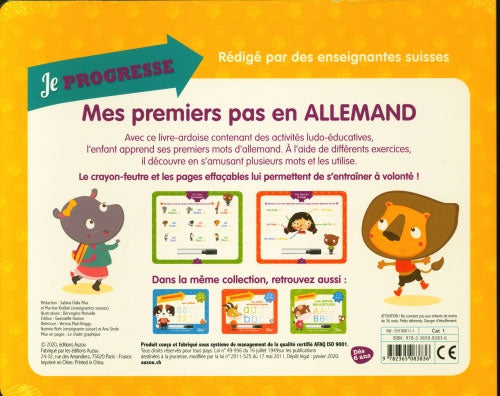 3ème et 4ème Harmos - Livre-ardoise: mes premiers pas en allemand Appuis scolaires La family shop