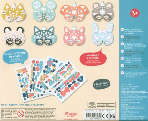 Masques avec stickers en mousse : animaux mignons - 3 ans Jeux & loisirs créatifs La family shop