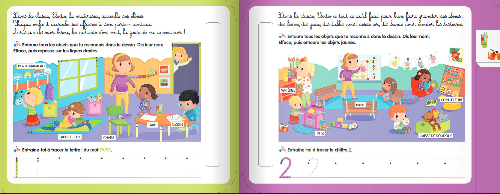 Ma journée à la maternelle : graphisme, couleurs, lettres, chiffres Cahiers de jeux OLF