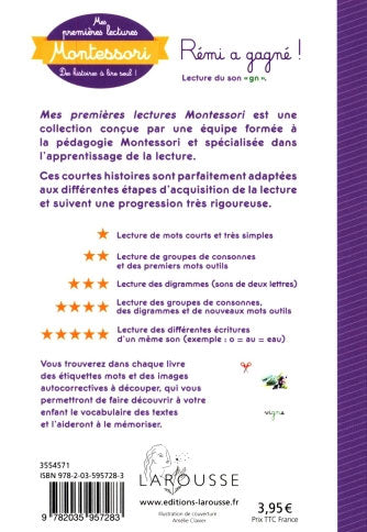 Rémi a gagné - Mes premières lectures Montessori - Lettres en lié (cursive) - N3 Montessori & Steiner La family shop