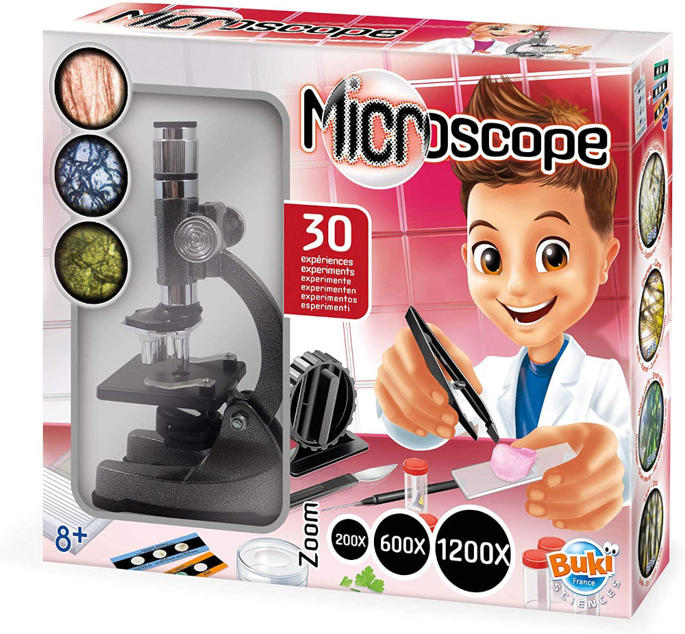 deAO Microscope Enfant Jouet pour Enfants, Science Microscope pour Enfants  débutants Scientifique Experience LED Microscope avec Ensemble Lames de