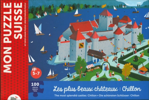 Mon puzzle Suisse: Château de Chillon - Enfant 5 ans - 100 pièces Jeux & loisirs créatifs La family shop