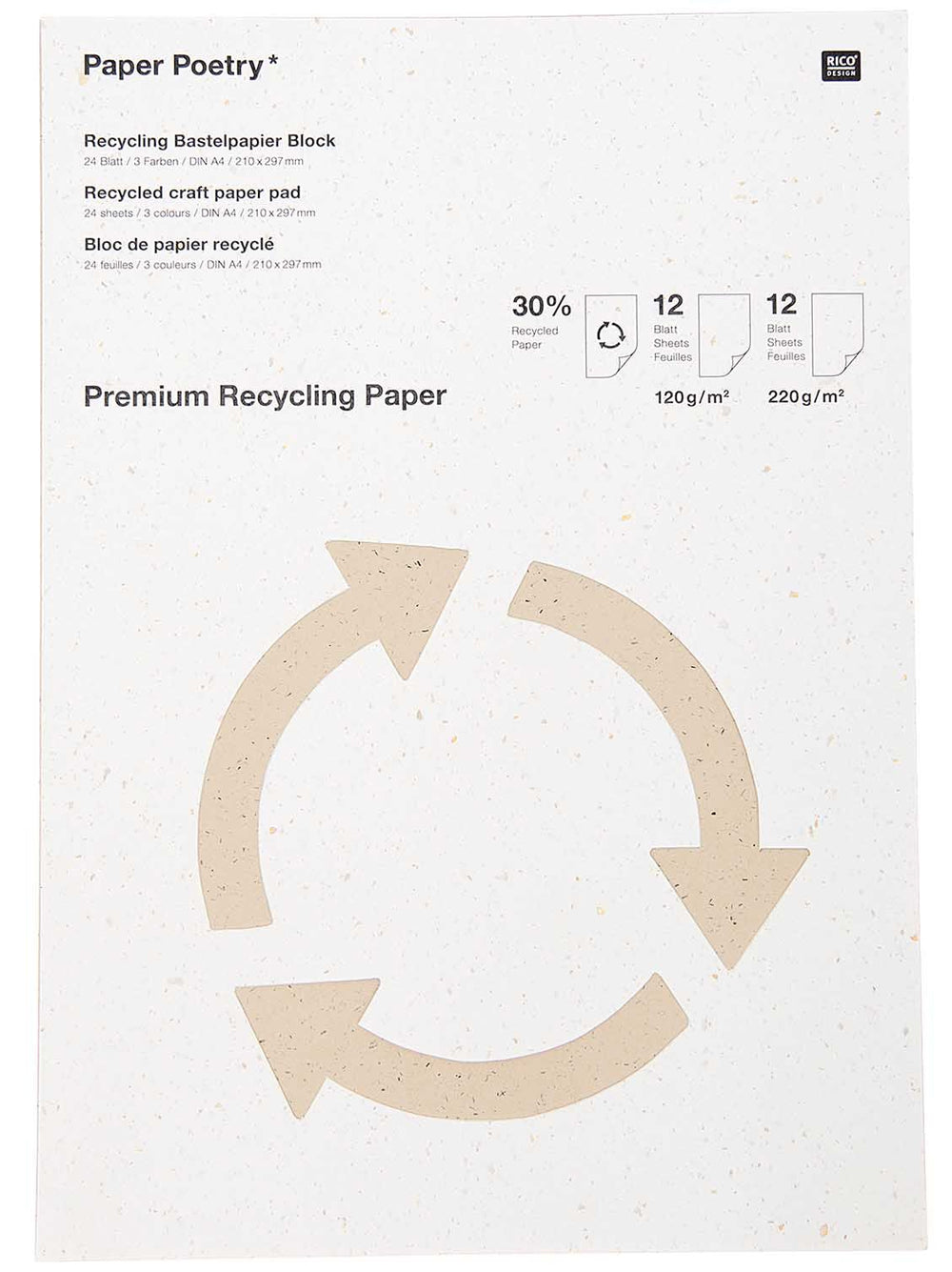 Bloc A4 de 24 papiers recyclés Jeux & loisirs créatifs La family shop
