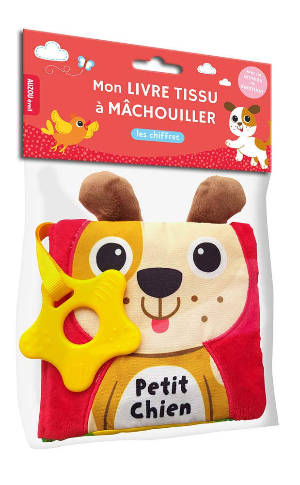 Petit chien - Les chiffres - livre tissu avec un anneau de dentition Livres La family shop