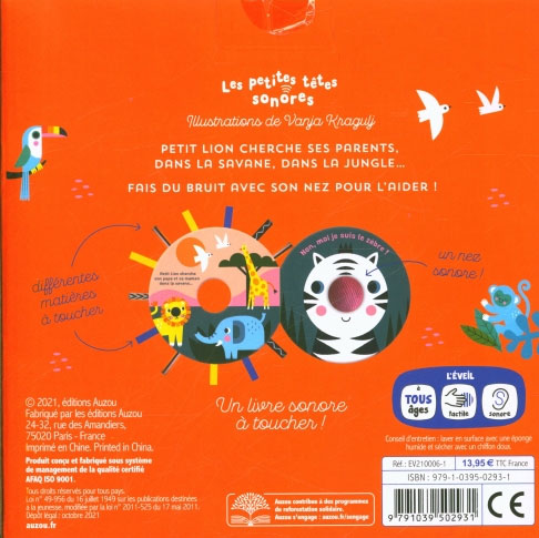 Petit Lion cherche ses parents - livre tissu et jouet d'éveil sonore Livres La family shop
