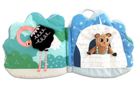 Où va petit-singe? Un livre-tissu d'éveil animé Jeux & loisirs créatifs La family shop