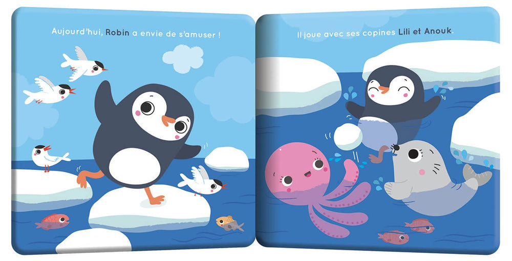 Coffret de bain - Livre de bain et jeu - Robin le pingouin Livres La family shop