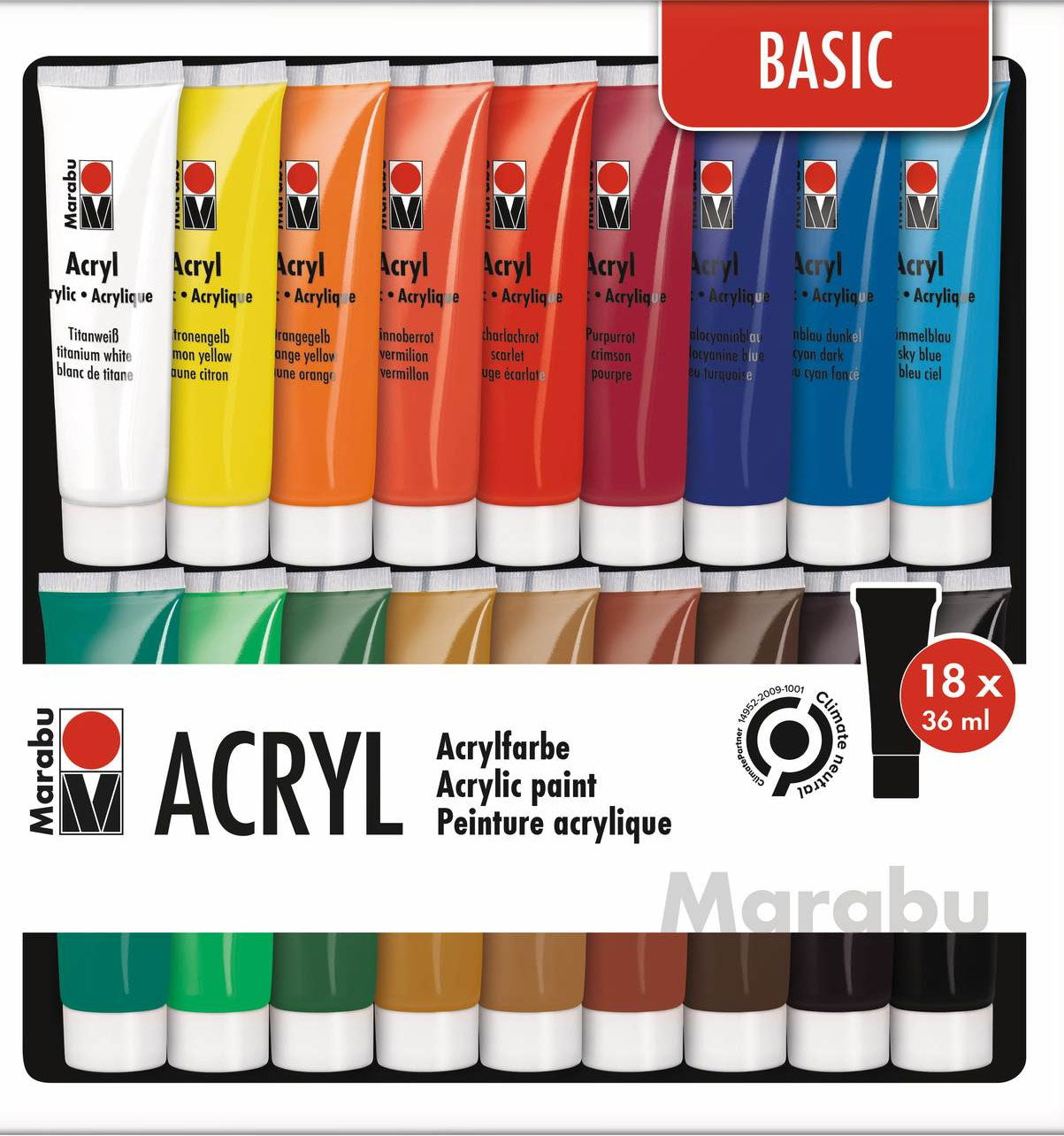 Peintures acryliques Marabu (18 tubes x 38ML)- Haute qualité - Dès 7 ans Jeux & loisirs créatifs La family shop