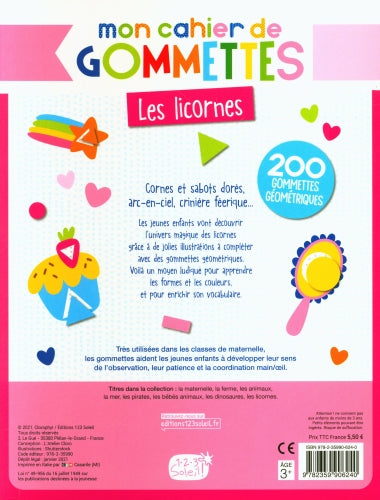 Mon cahier de gommettes - Les licornes Cahiers de jeux OLF